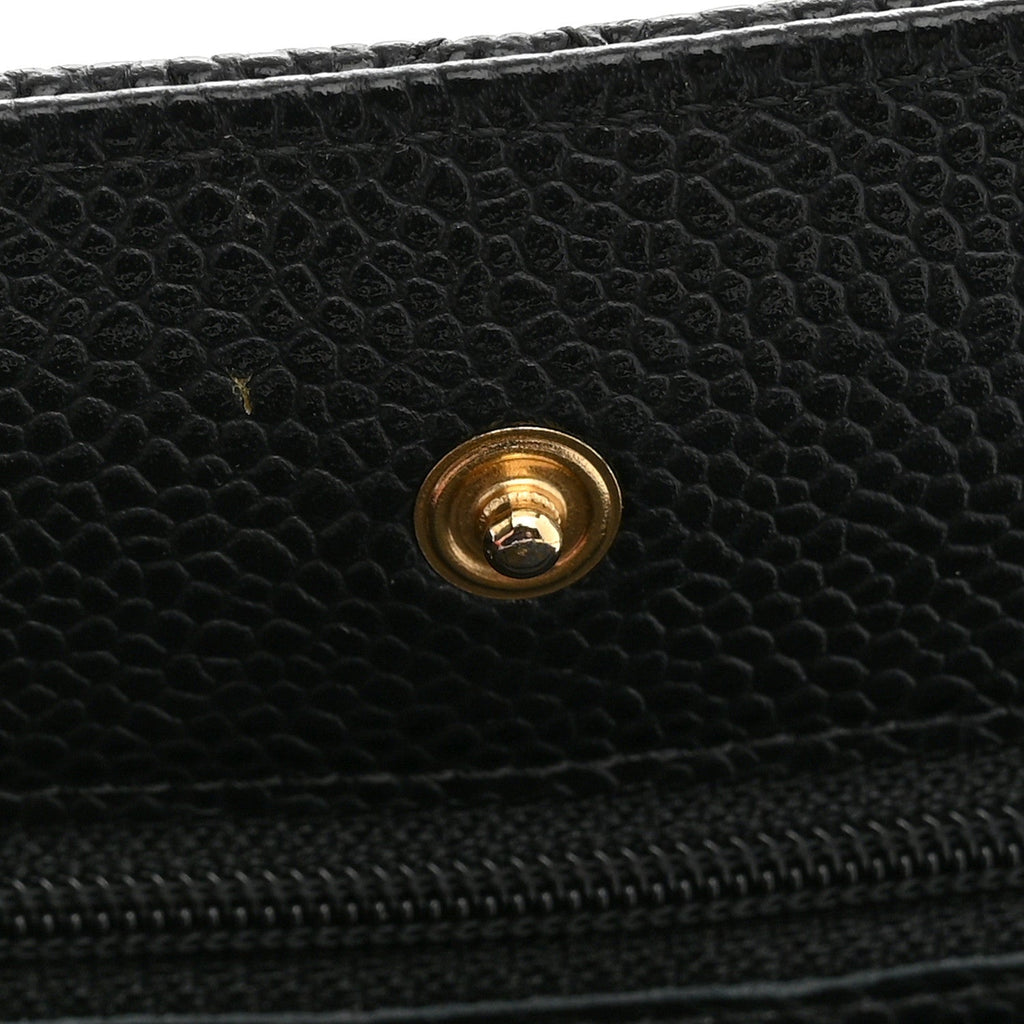 Caviar Quilted Wallet on Chain WOC Black