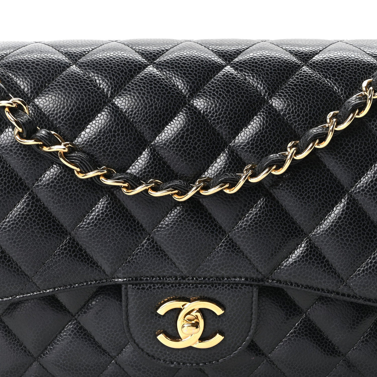 Caviar Quilted Jumbo Double Flap Black
