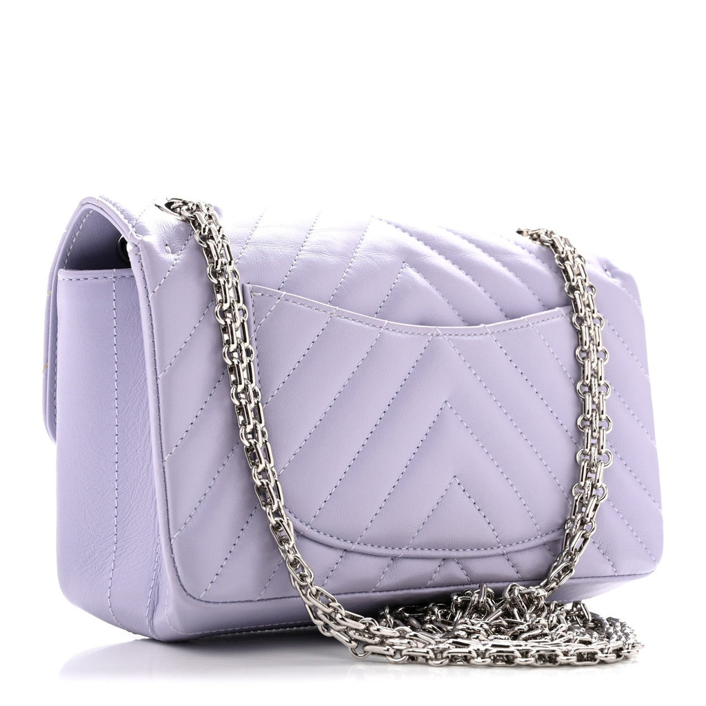 Aged Calfskin Chevron Quilted 2.55 Reissue Mini Flap Light Purple