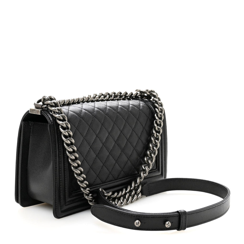 Caviar Quilted Medium Boy Flap Black