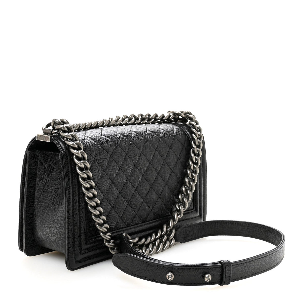Caviar Quilted Medium Boy Flap Black