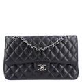 Caviar Quilted Medium Double Flap Black