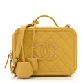 Caviar Quilted Medium CC Filigree Vanity Case Yellow