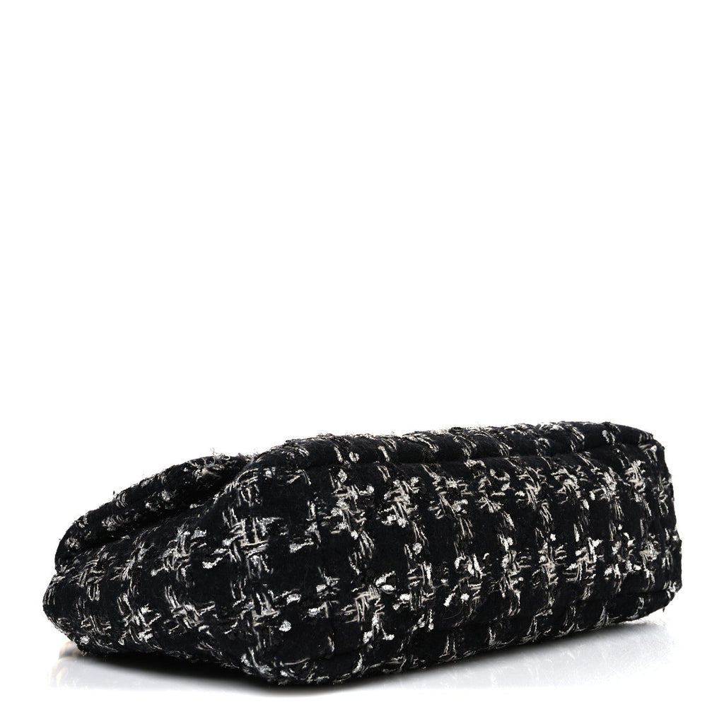 Tweed Quilted Large Chanel 19 Flap Black Silver Ecru