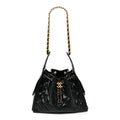 Shiny Crumpled Calfskin Quilted Small Chanel 25 Handbag Black