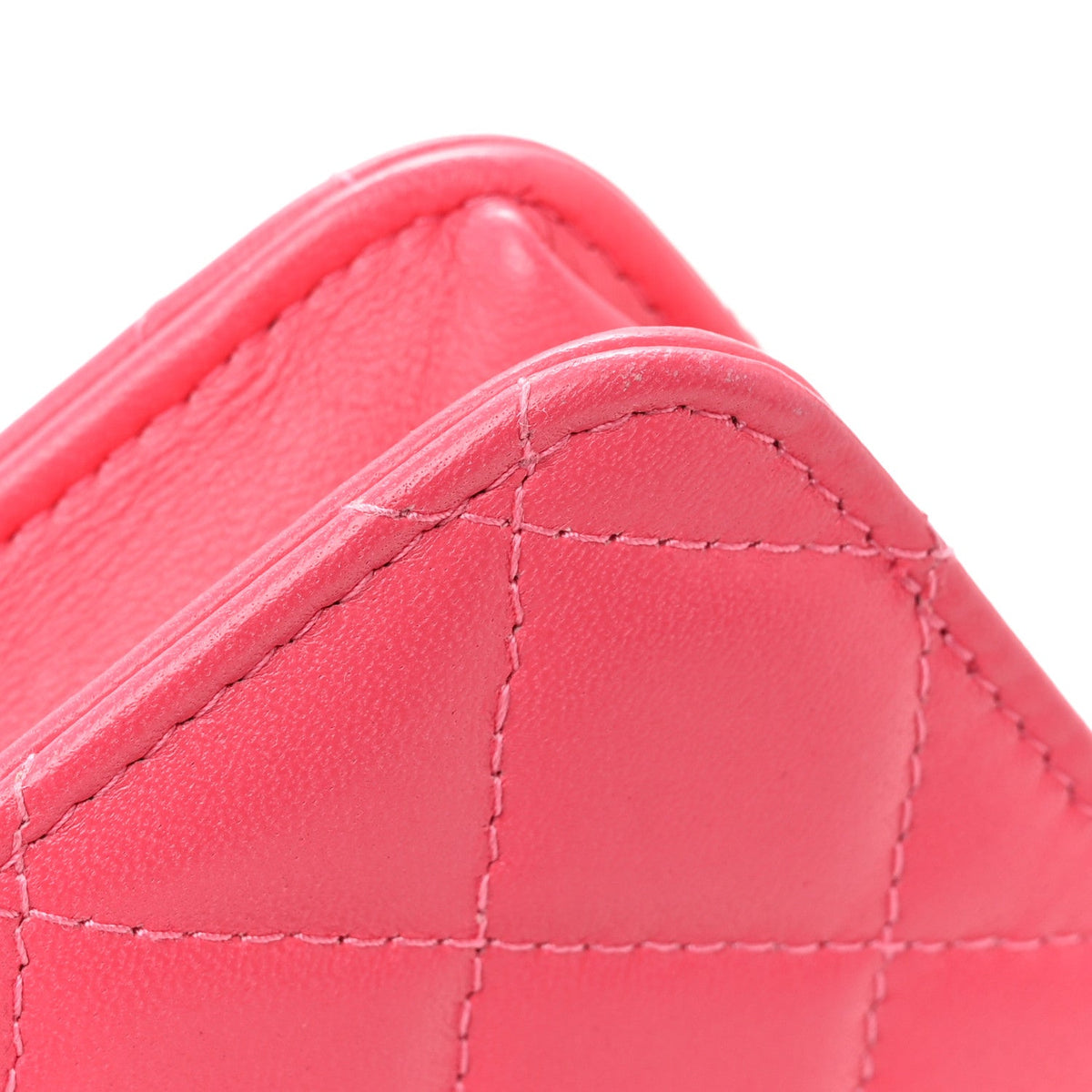 Lambskin Quilted Trendy CC Wallet On Chain WOC Pink