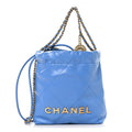 Shiny Calfskin Quilted Mini Chanel 22 Blue