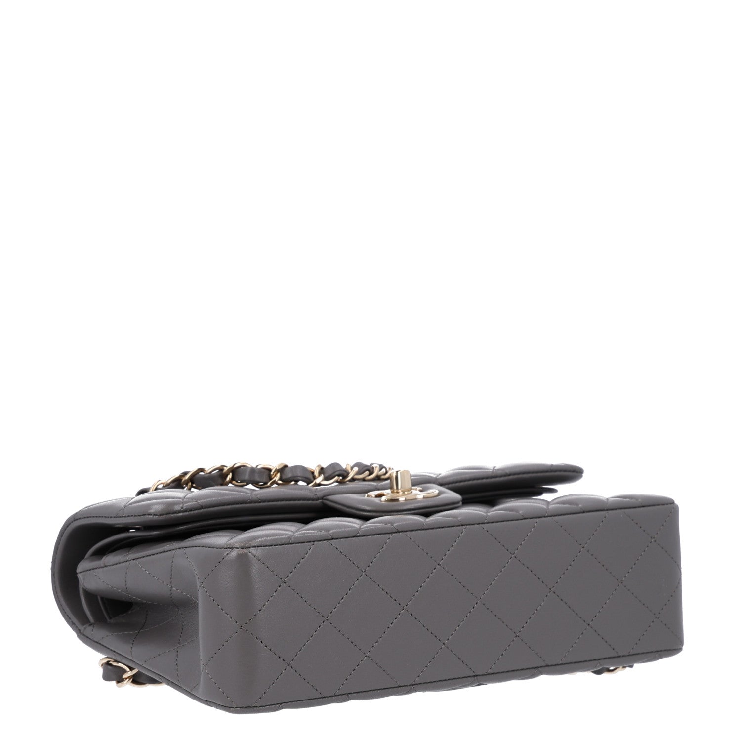 Lambskin Quilted Small Double Flap Grey