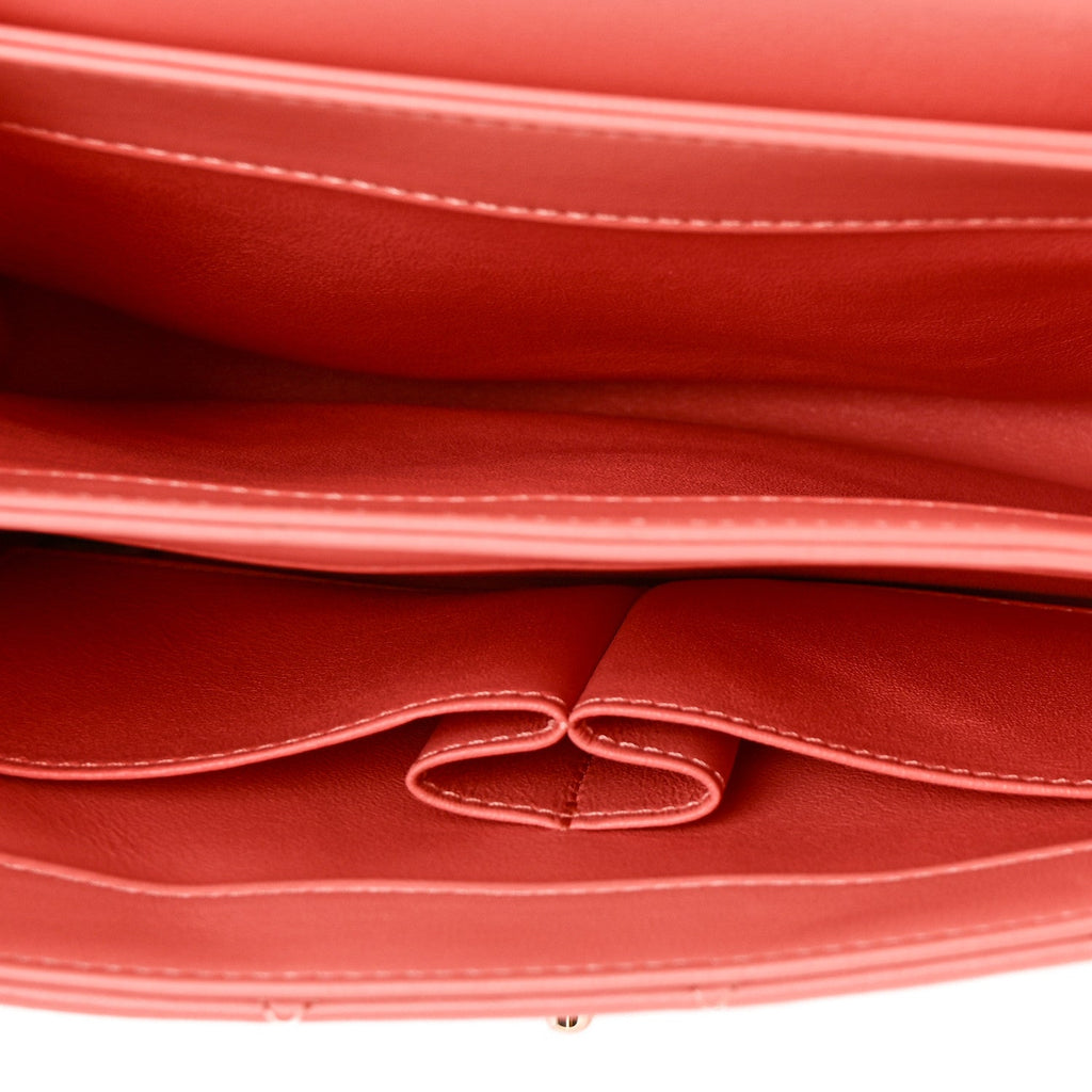 Lambskin Quilted Small Trendy CC Flap Dual Handle Bag Coral