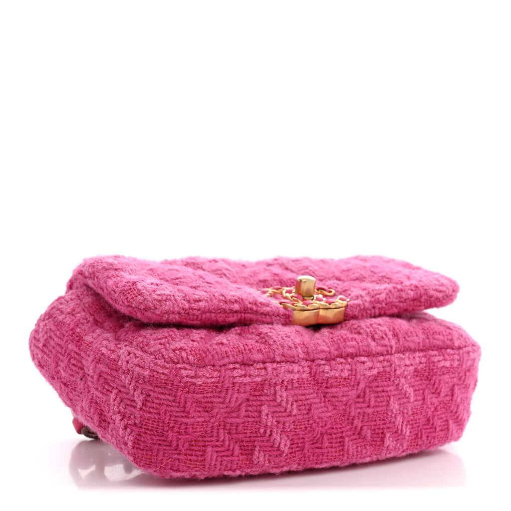 Tweed Quilted Chanel 19 Waist Bag Pink
