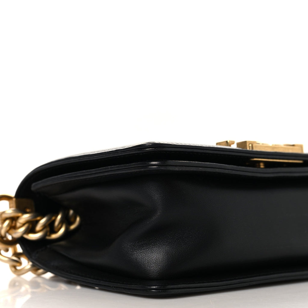 Lambskin Quilted Small Boy Flap Black