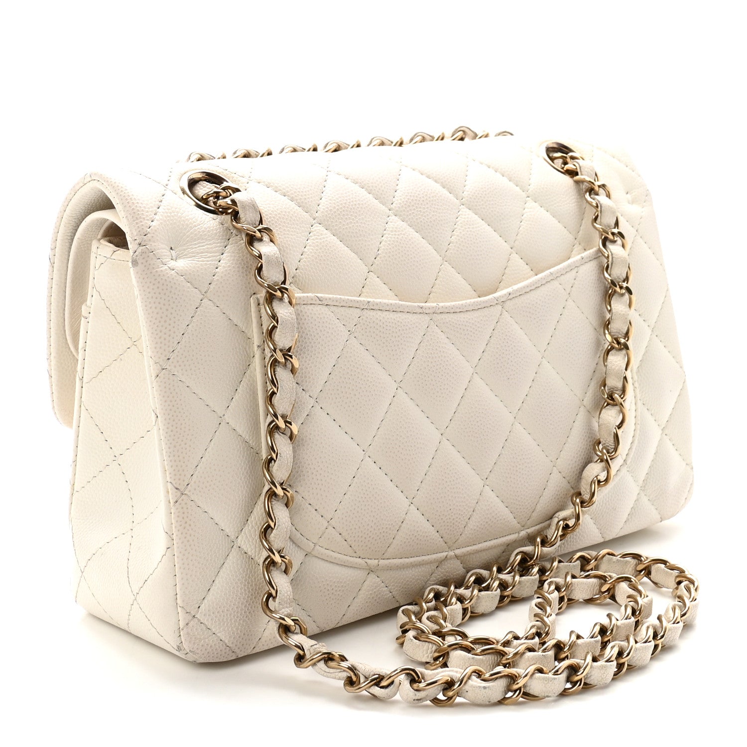 Caviar Quilted Small Double Flap White