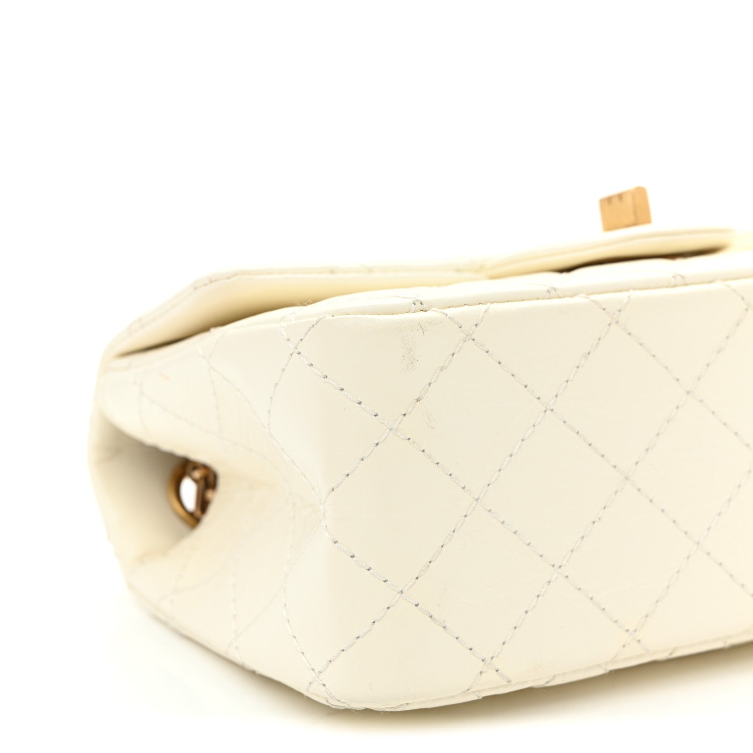 Aged Calfskin Quilted 2.55 Reissue Mini Flap White White