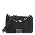 Caviar Quilted Medium Boy Flap Dark Grey
