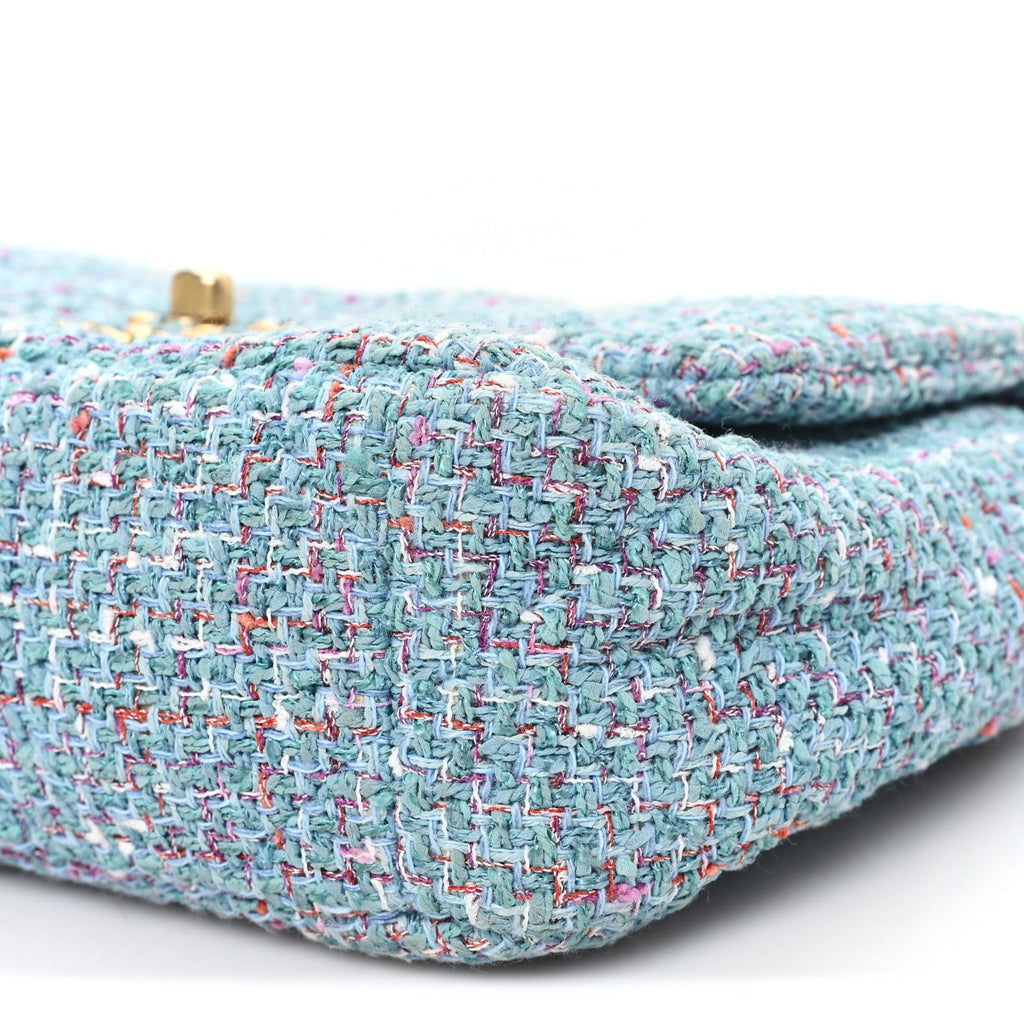Tweed Quilted Medium Chanel 19 Flap Blue Multicolor
