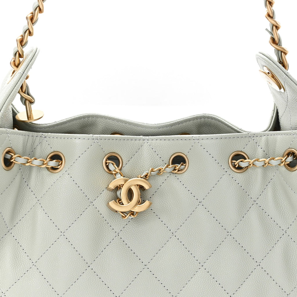 Caviar Quilted Mini Chanel 25 Handbag Light Green