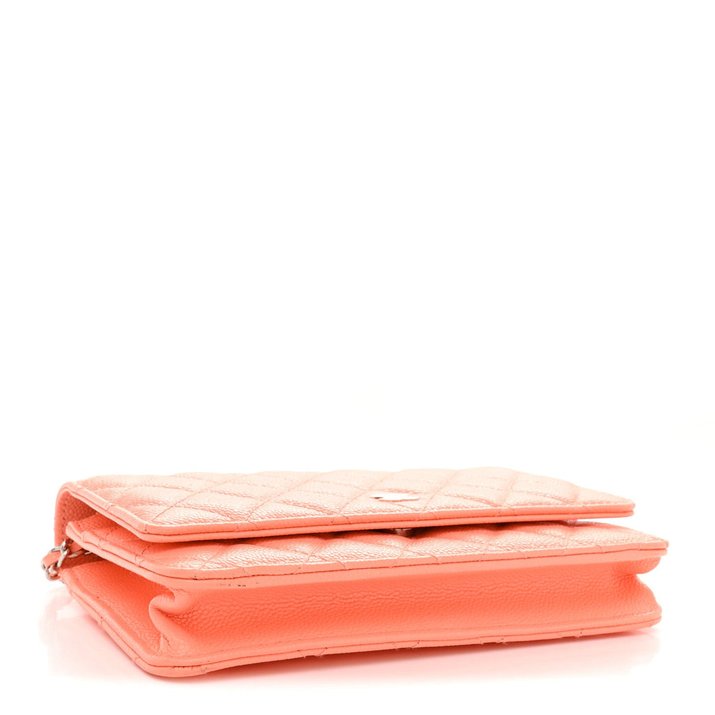 Caviar Quilted Wallet on Chain WOC Coral