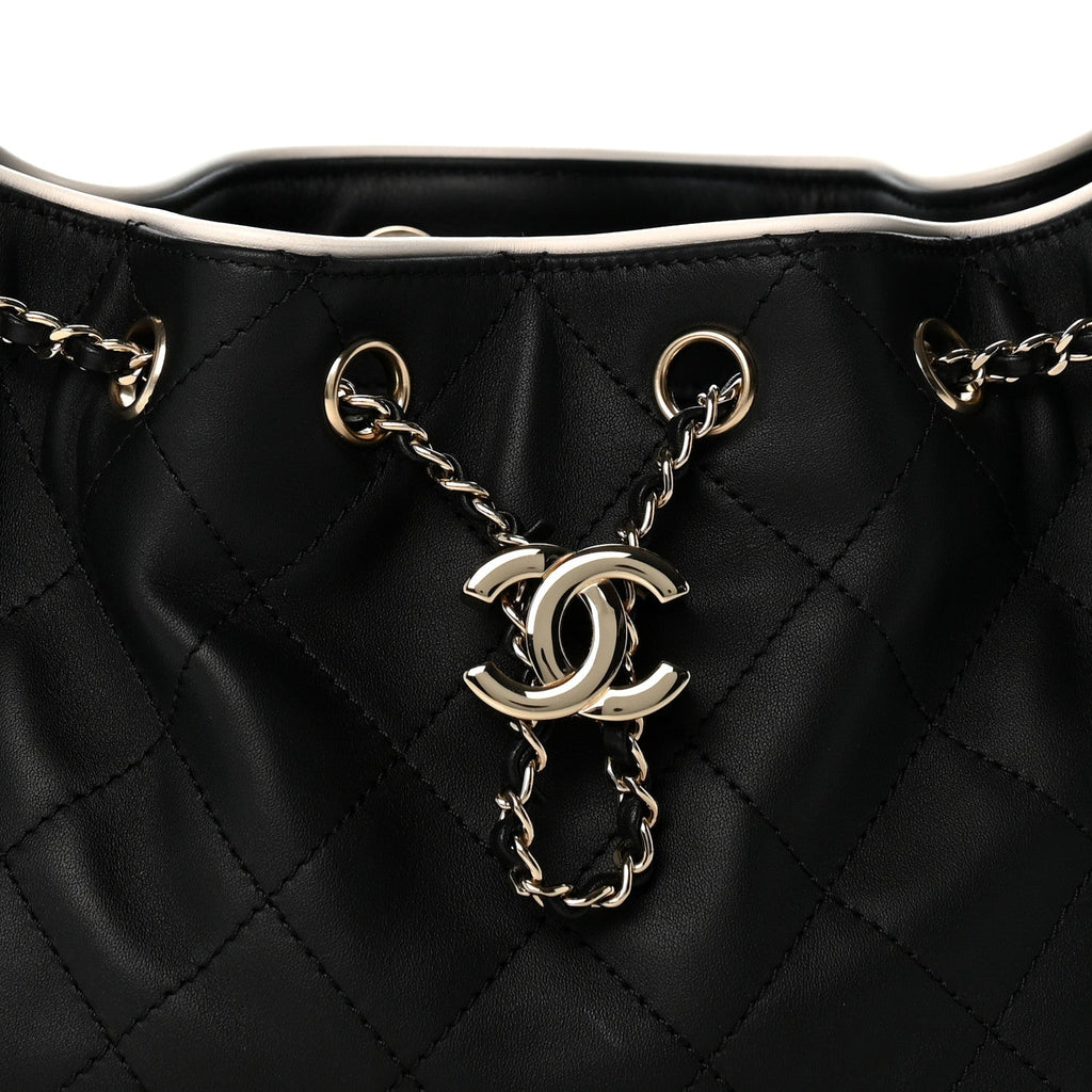 Calfskin Quilted Mini Chanel 25 Handbag Black White