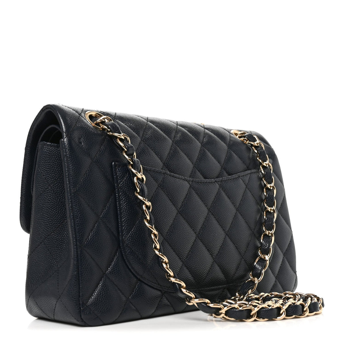 Caviar Quilted Small Double Flap Dark Navy