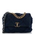 Cotton Canvas Quilted Medium Chanel 19 Flap Navy Blue