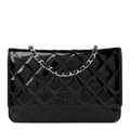 Patent Quilted Wallet On Chain WOC Black