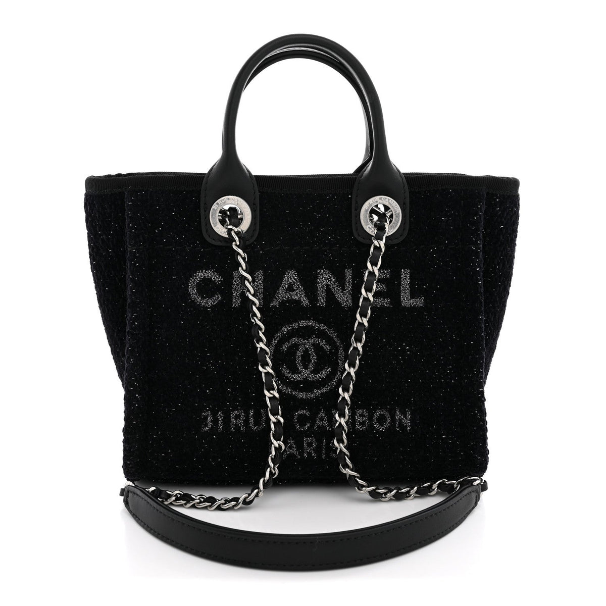 Lurex Canvas Mini Deauville Tote Black