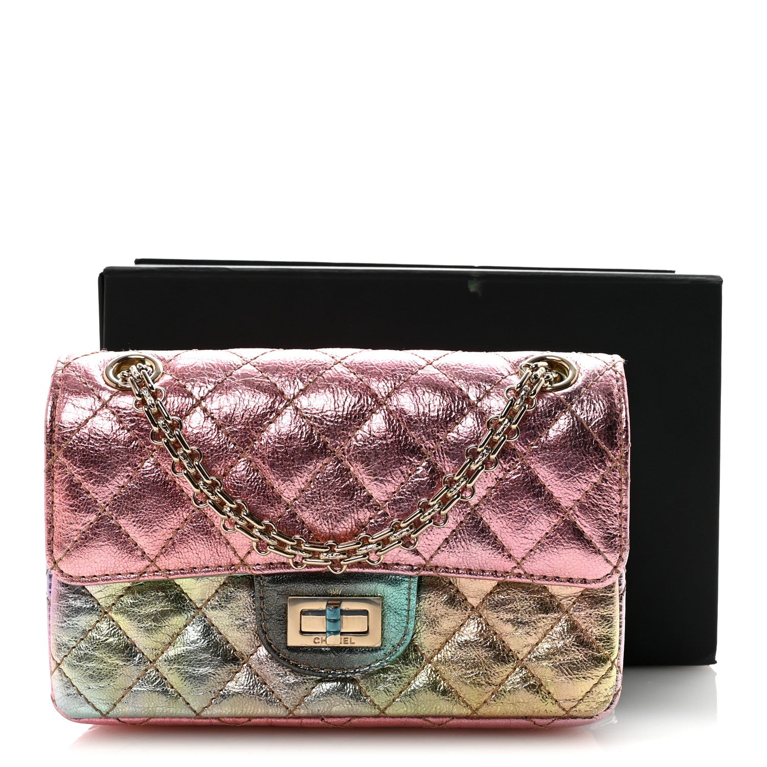 Metallic Goatskin Quilted Mini 2.55 Reissue Flap Multicolor