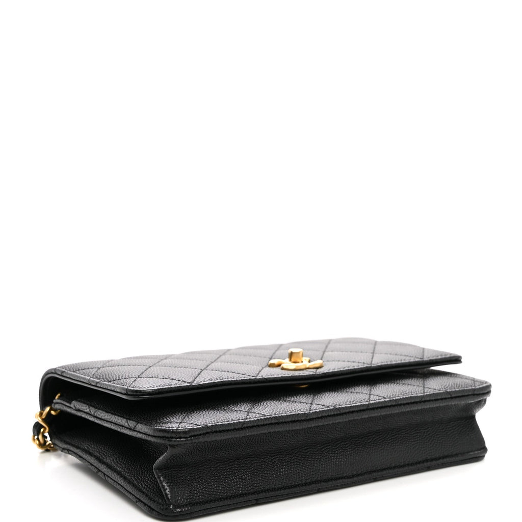 Caviar Quilted Coco Stamps Wallet On Chain WOC Black