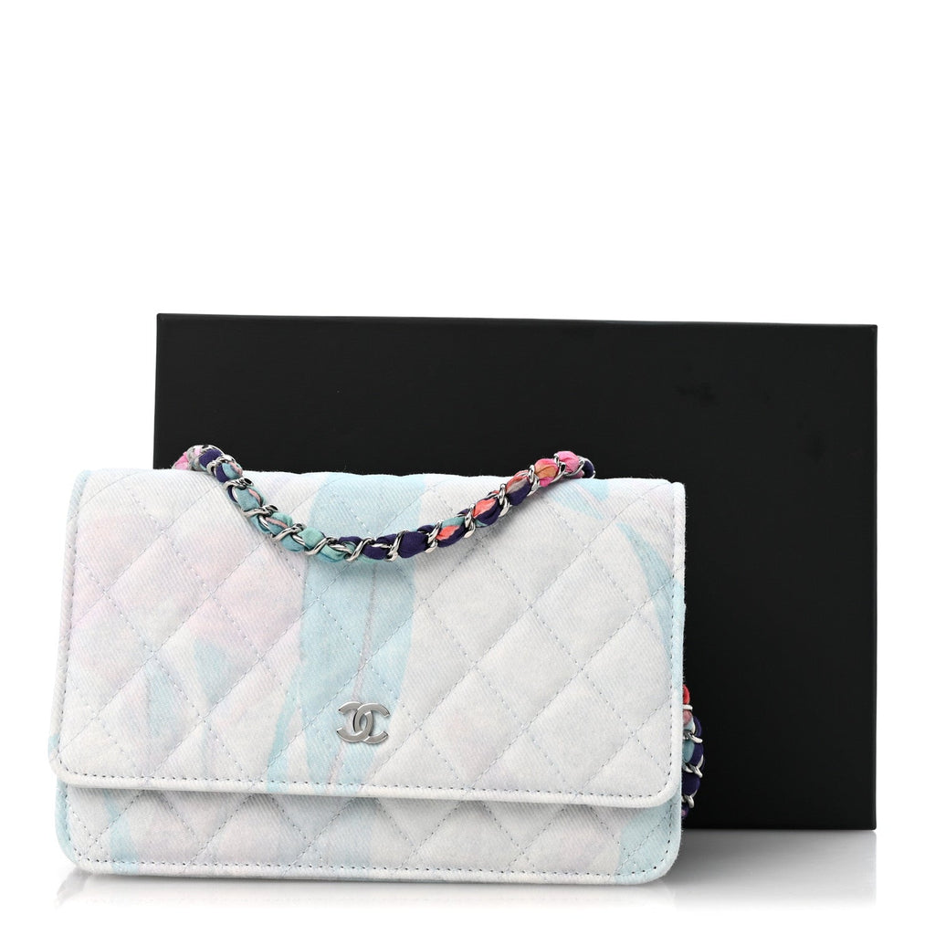 Canvas Quilted Jungle Jeans Wallet on Chain WOC Multicolor
