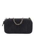 Lurex Straw Small Deauville Clutch With Chain Black