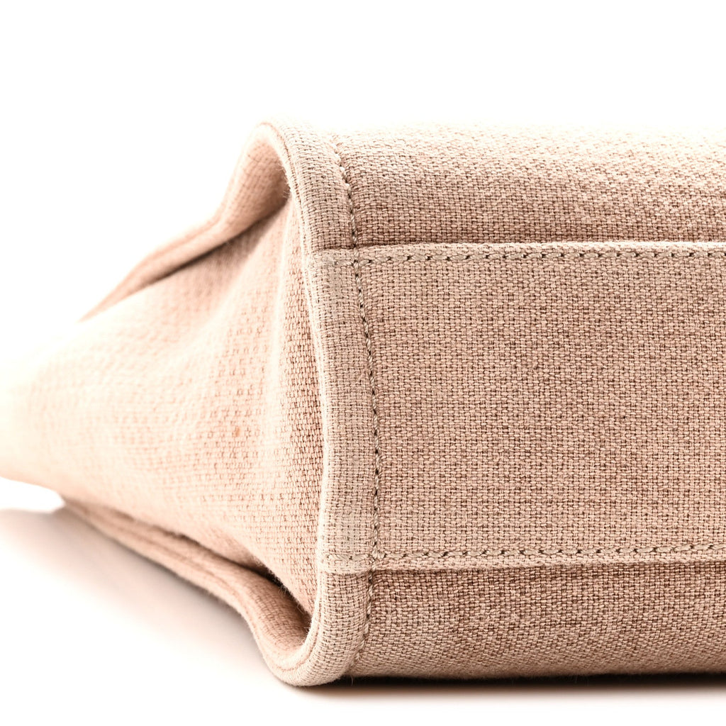 Mixed Fibers Calfskin Mini Deauville Tote Beige