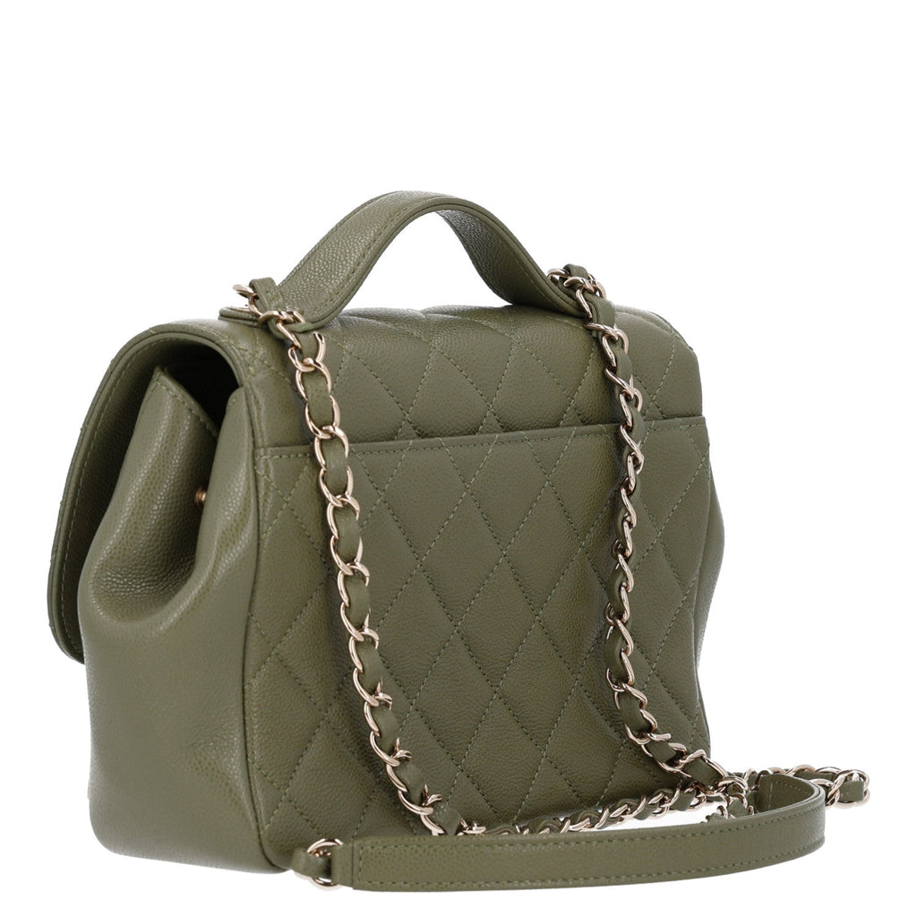 Caviar Quilted Medium Business Affinity Flap Green