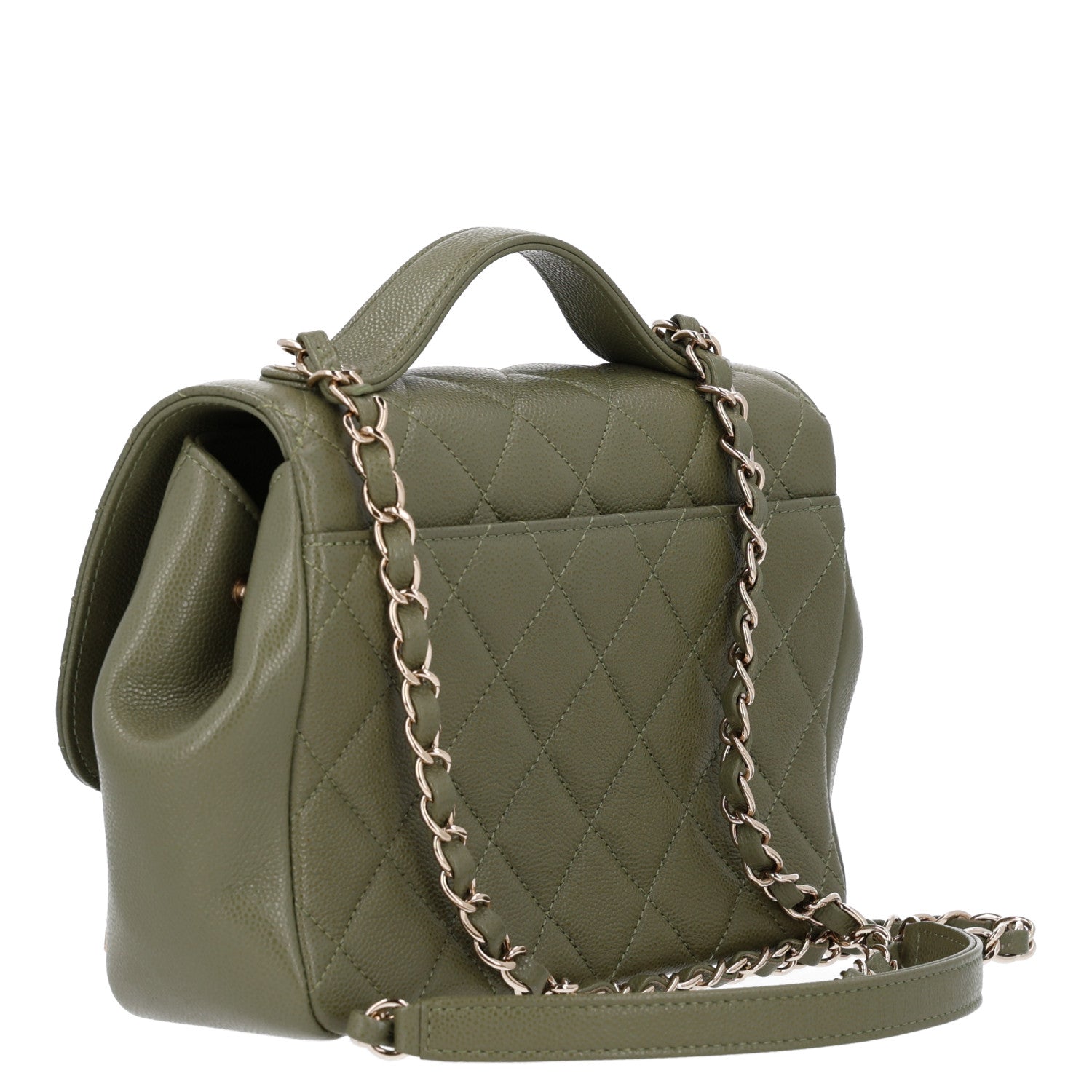 Caviar Quilted Medium Business Affinity Flap Green