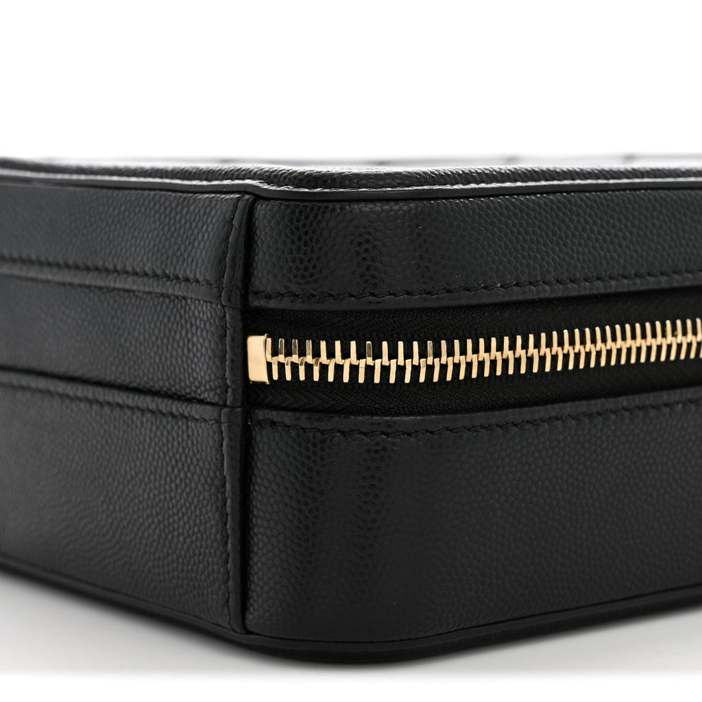 Caviar Quilted CC North South Filigree Vanity Case Black