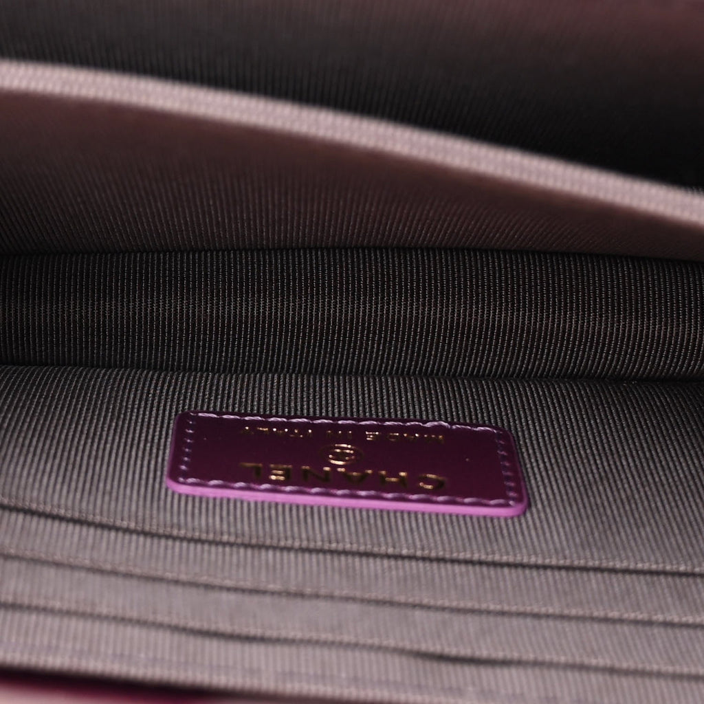Iridescent Lambskin Quilted Mini Wallet On Chain WOC Purple