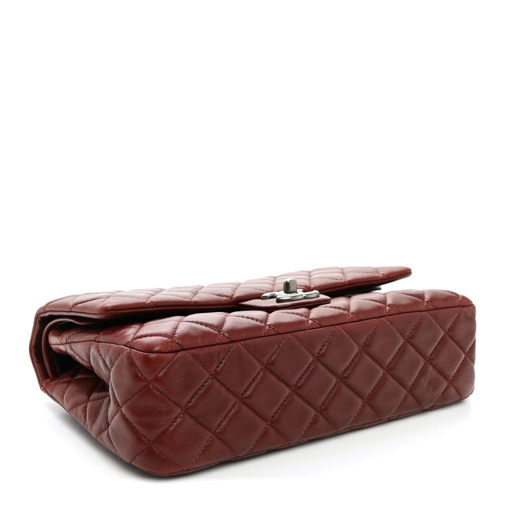 Lambskin Quilted Medium Double Flap Burgundy