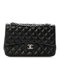 Lambskin Quilted Jumbo Double Flap Black
