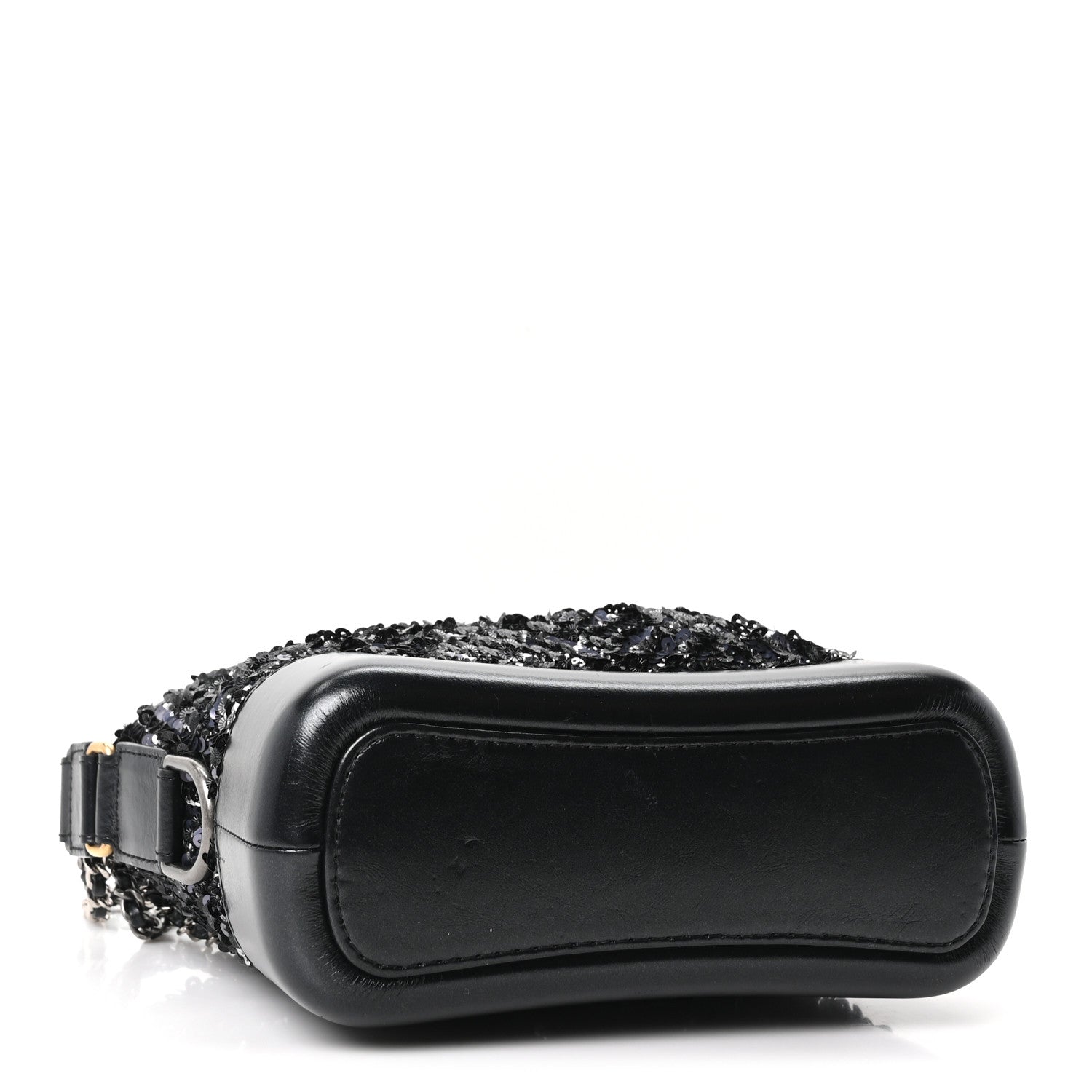 Sequin Calfskin Small Gabrielle Hobo Black Silver