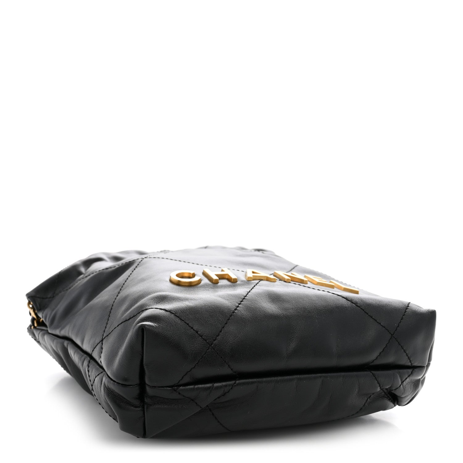 Shiny Calfskin Quilted Mini Chanel 22 Black