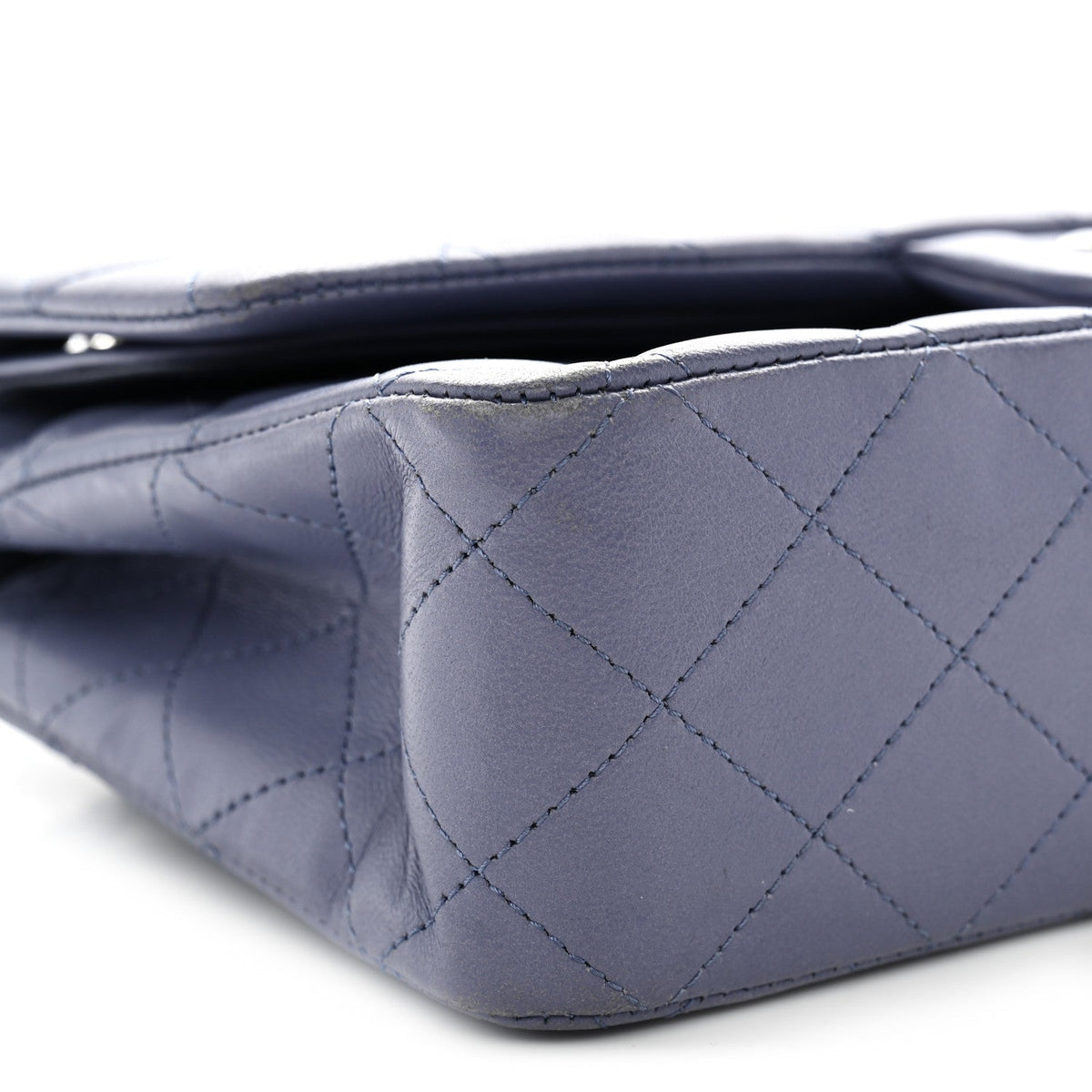 Lambskin Quilted Medium Double Flap Blue