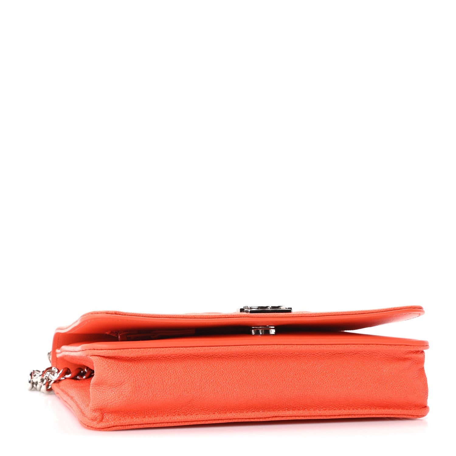 Caviar Quilted Boy Wallet On Chain WOC Orange