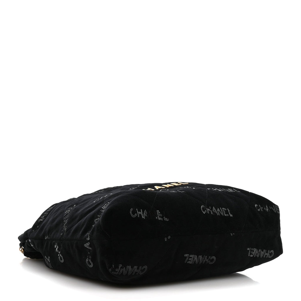 Velvet Sequin Quilted Chanel 22 Black