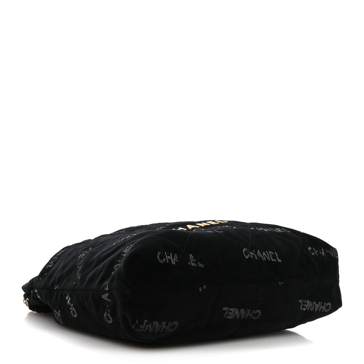 Velvet Sequin Quilted Chanel 22 Black
