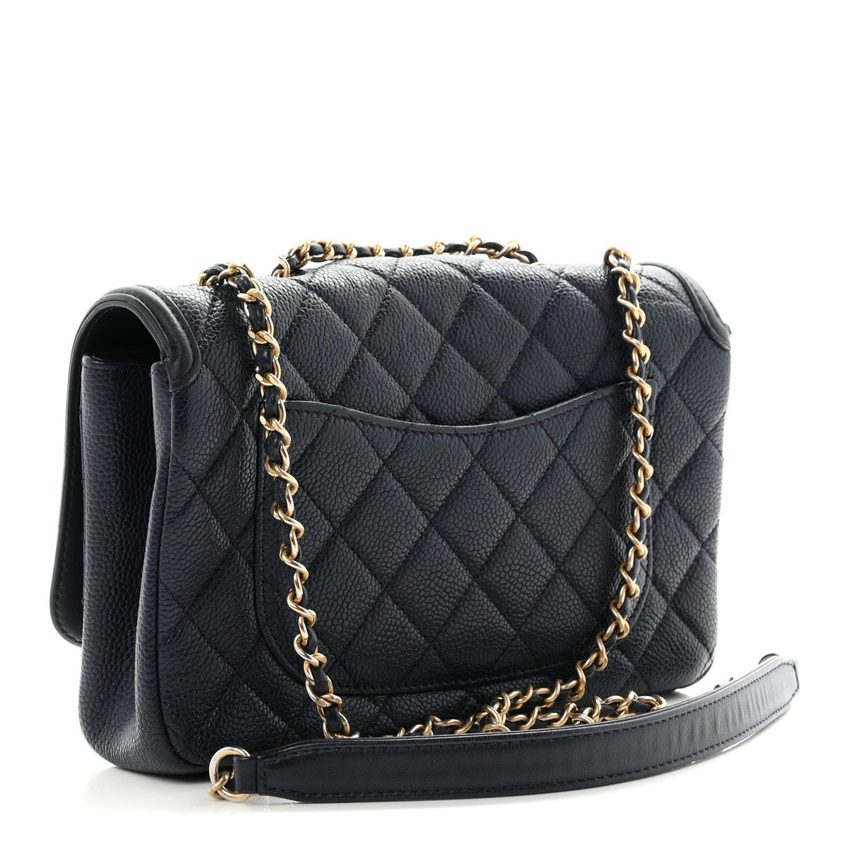 Caviar Quilted Small CC Filigree Flap Navy Black