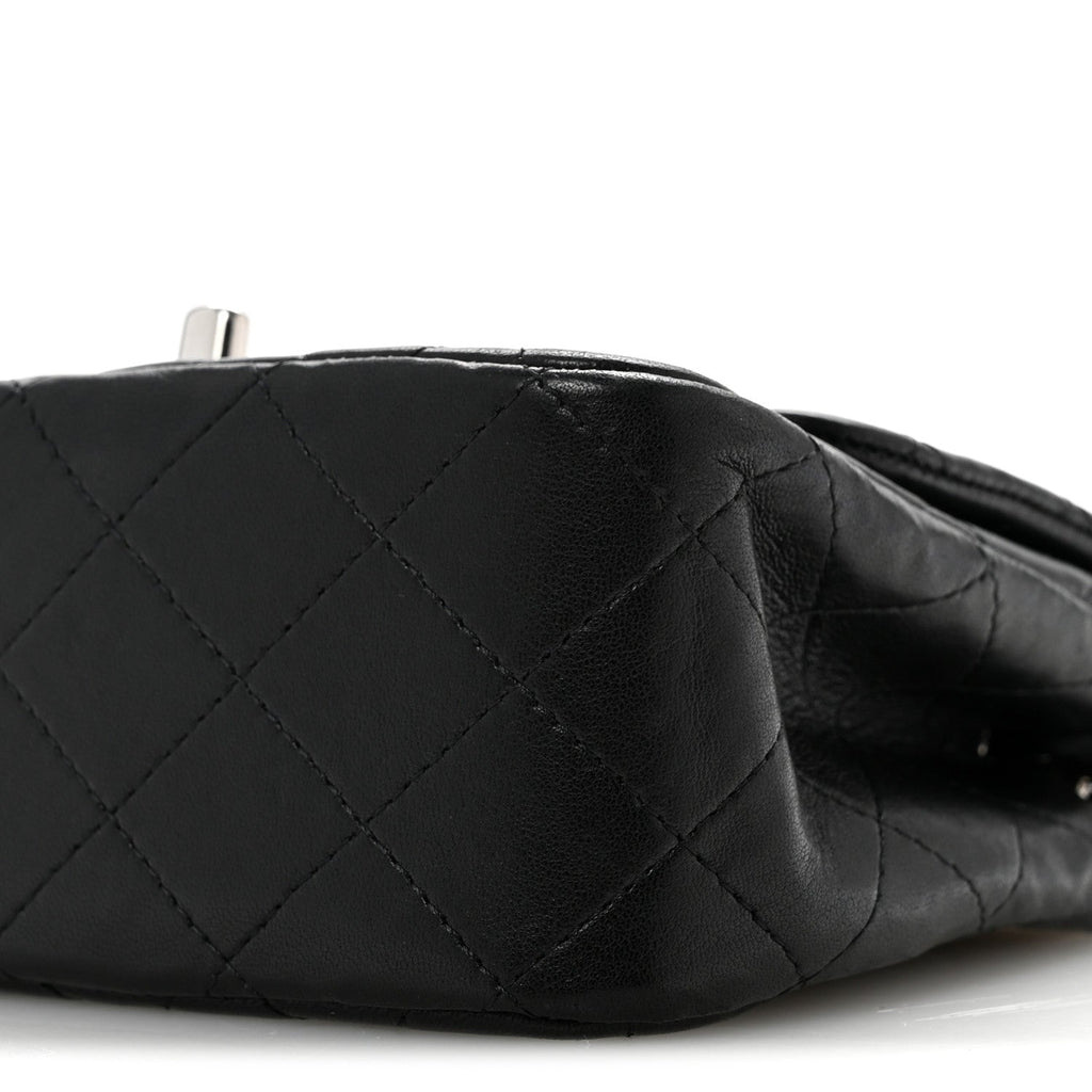 Lambskin Quilted Mini Square Flap Black