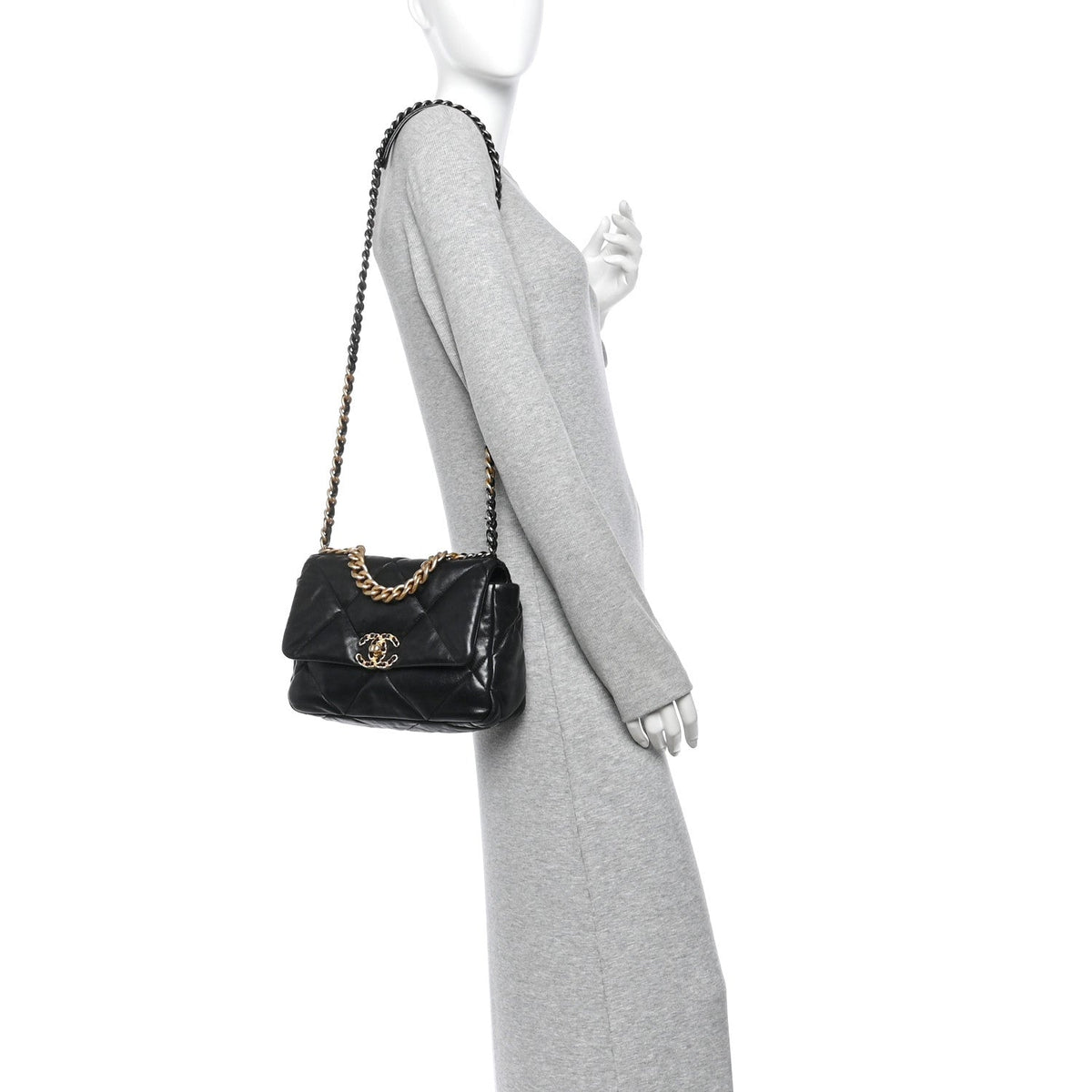 Lambskin Quilted Medium Chanel 19 Flap Black