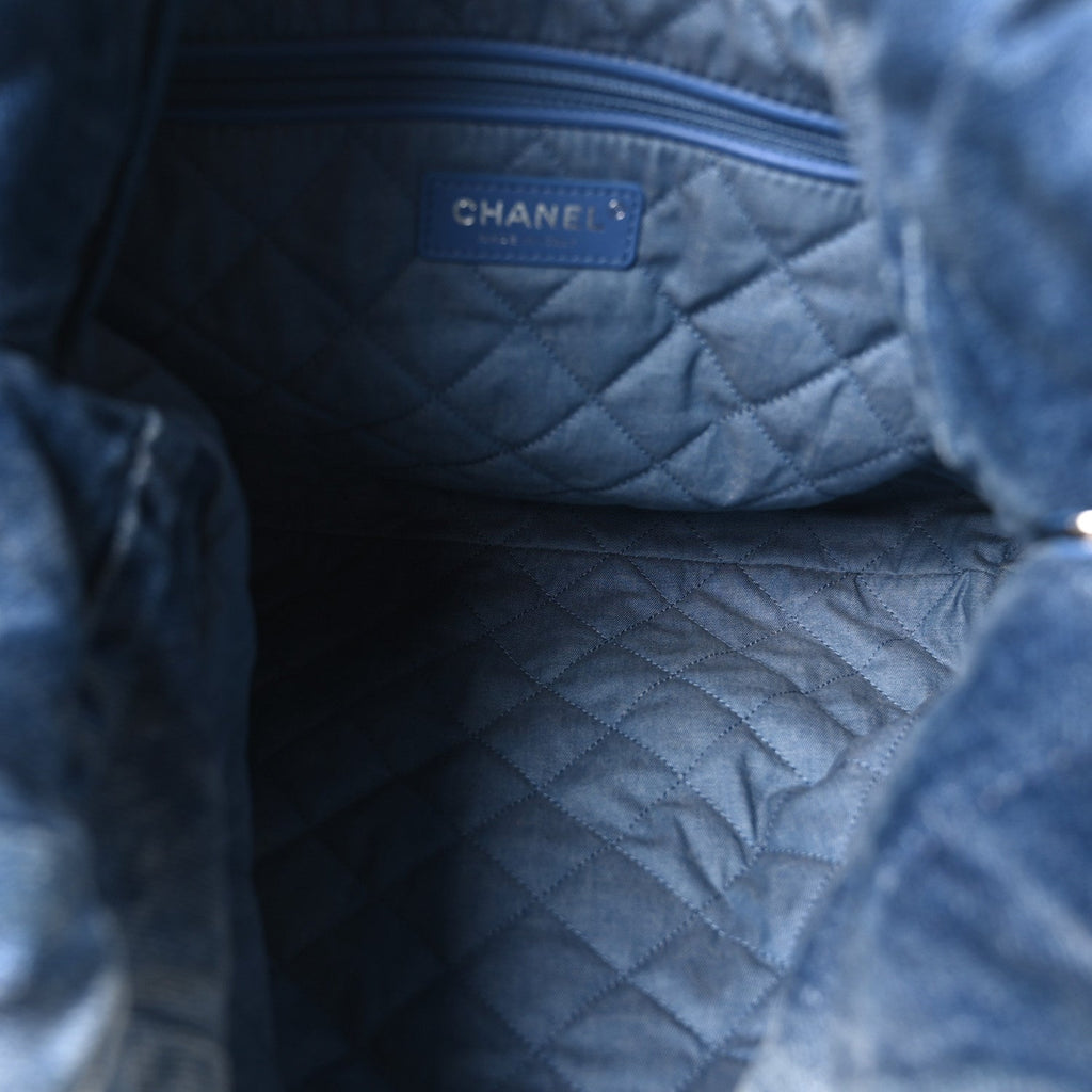 Denim Quilted Chanel 22 Blue