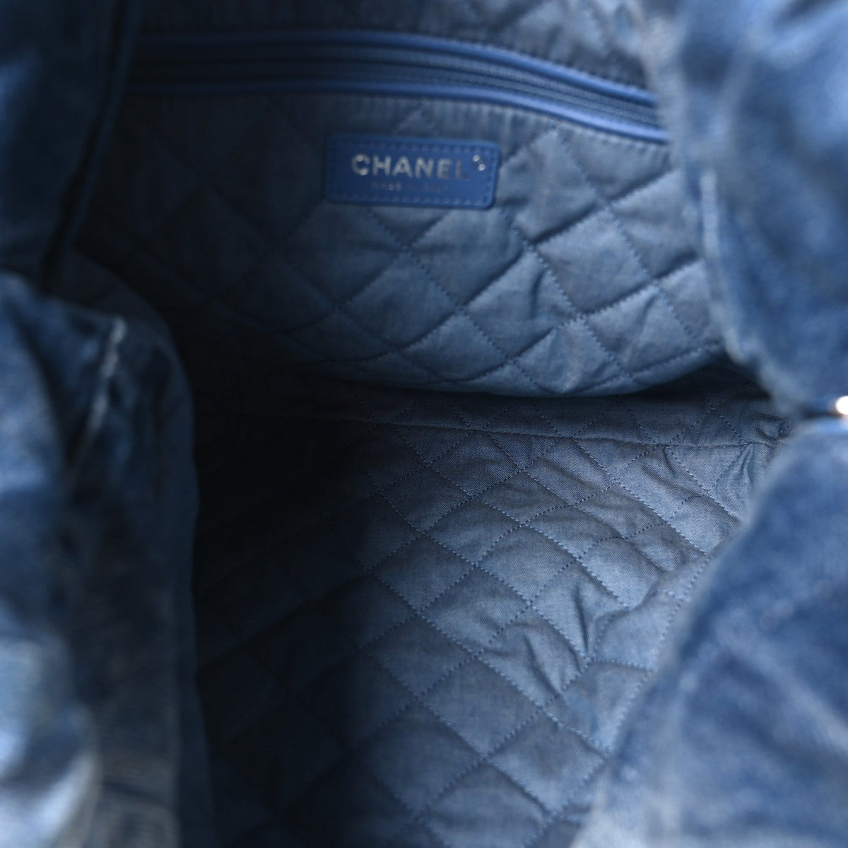 Denim Quilted Chanel 22 Blue
