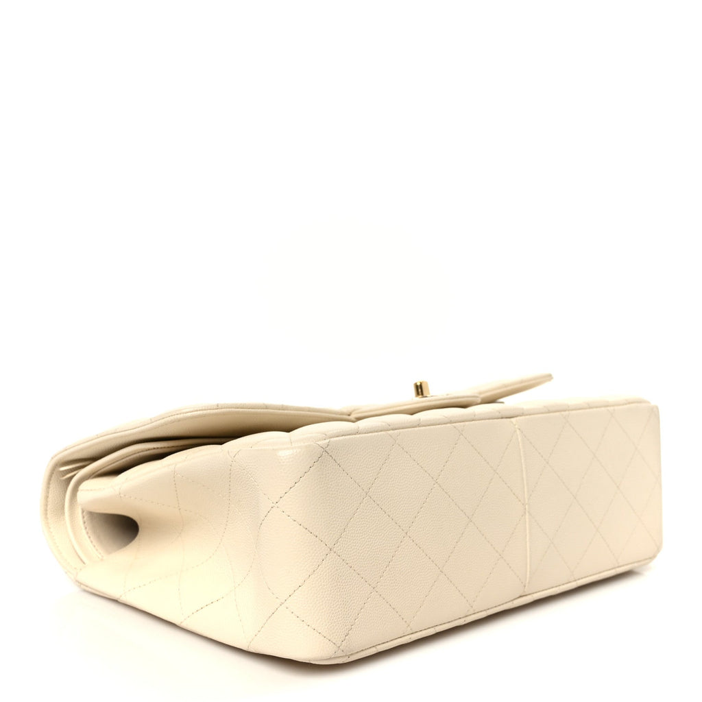 Caviar Quilted Jumbo Double Flap White