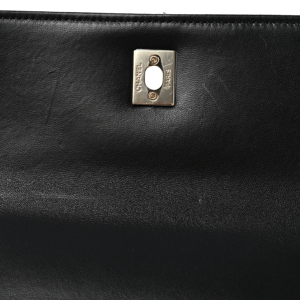 Lambskin Quilted Small Trendy CC Dual Handle Flap Bag Black